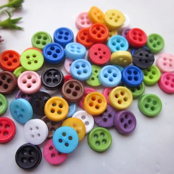 

Mini buttons 144pcs 6mm mixed color / 1 color 4 holes thin edge round tiny buttons for doll clothes scrapbook craft sewing