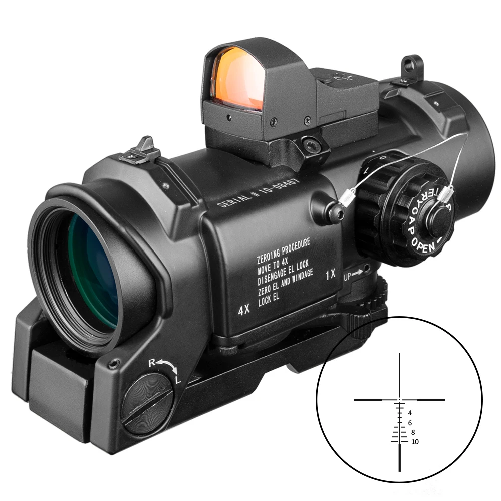 

Tactical 1x-4x Wideangle Fixed Dual Purpose Rifle Scope Red Cross illuminated Red Dot Sight Rifle Hunting Sniper Shooting