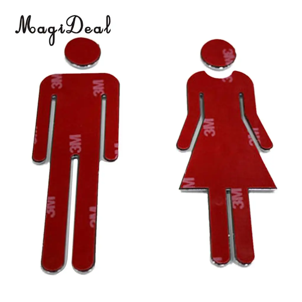 MagiDeal Man&Woman WC Stickers Toilet Signs Restroom Washroom Signage Plaque Bronze Long Lifespan