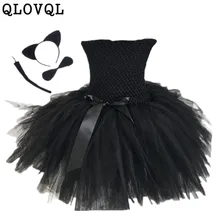 Рождественское платье для маленьких девочек на день рождения, Хэллоуин, костюм кошки, маскарадный костюм Одежда для девочек, платье с повязкой на голову, для детей от 1 до 10 лет