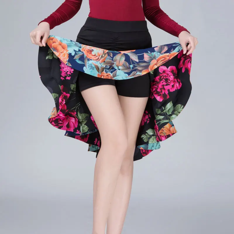 

New arrive women latin dance skirts square dance Salsa/Rumba/Samba/Tango skirt dance practice bilateral Embroidered swing skirts