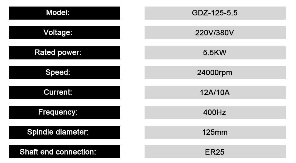 5.5kw водяного охлаждения шпинделя GDZ125-5.5 ER25+ инвертор AT1 5.5KW вход один 220v выход 3 фазы ac220v