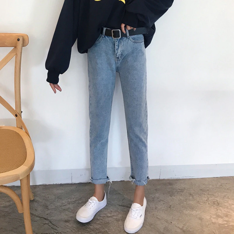 Spring Summer Denim Pants Women Casual High Waist Ankle-Length Pants Female Casual Straight Jeans Spring Summer Denim Pants Women Casual High Waist Ankle-Length Pants Female Casual Straight Jeans