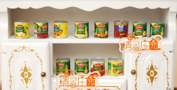 Mini dollhouse Mini furniture model accessories to play the 12 bottles of fruit pear jam canned