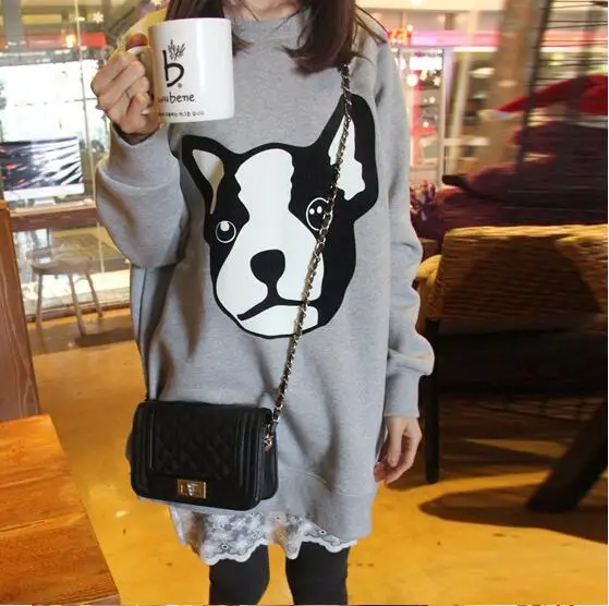 

Spring Autumn New Solid Color Maternity Dresses Loose Dog Printing Long Pregnancy Dress Comfortable Clothes for Pregnant Women