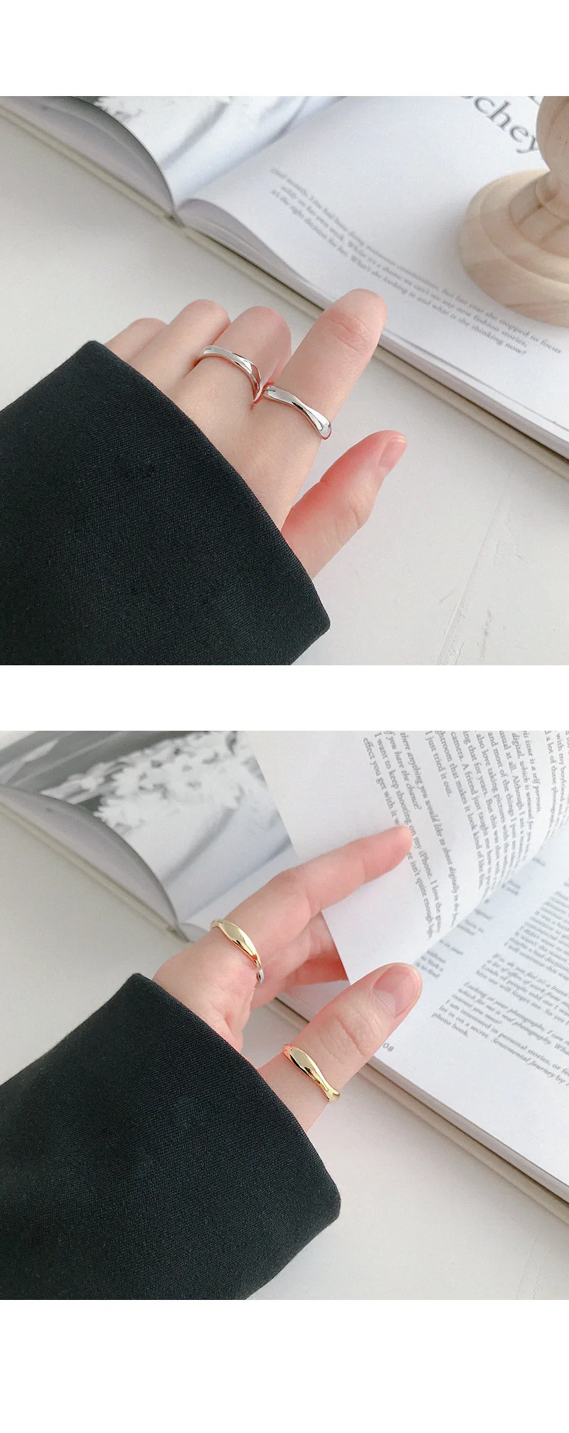 F.I.N.S необычное скрученное серебряное кольцо 925 стекируемые женские кольца на палец корейская мода обручальные кольца для женщин хорошее ювелирное изделие
