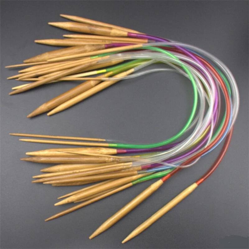 

18 Sizes Bamboo Knitting Needle Yarn Knitting Accessory Colorful Pipe Sewing Tools