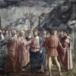 Tribute Money  1426-27 Masaccio (1401-1428 Italian) Fresco Cappella Brancacci Chapel Santa Maria del Carmine (24 x 36)