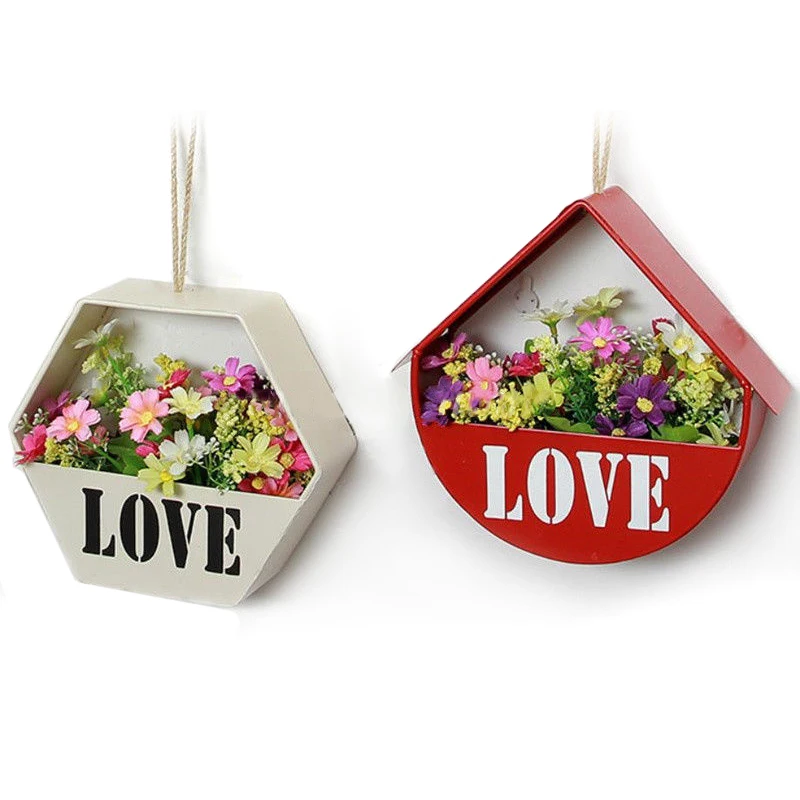 JX-LCLYL Creative Iron Hanging Planter Wall Window Flower Basket Design Home Decor