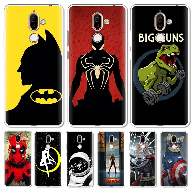 Deadpool Spiderman cat Phone Case Cover For Nokia 1 3 5 8 6 2 7 Plus 9 X6 2.1 3.1 5.1 6.1 2018 X7 X3 7.1 shell Silicone TPU |