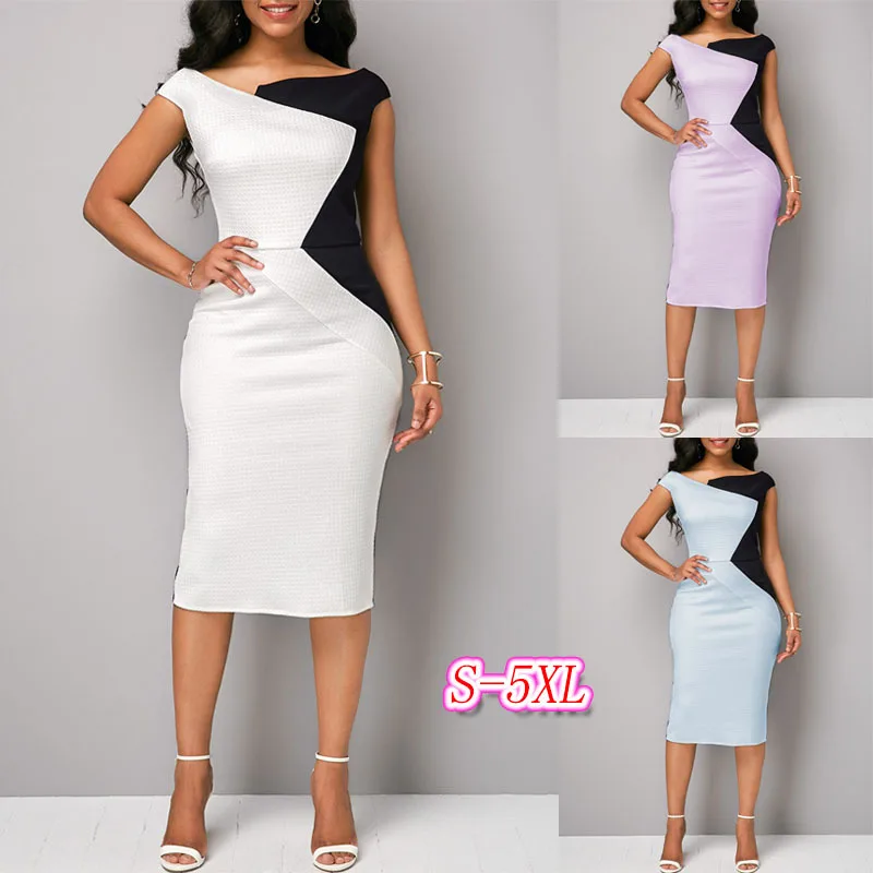 

Women Summer Big Size Dress Splicing Office Dress Women elegantFemale Large Size Evening Party Dresses Vestido Plus Size 5XL