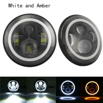 

2PCS 7inch Round LED Headlight 6000K with Hi-Lo Beam DRL/Amber Turn Signal for Jeep Wrangler Land Rover Defender Hummer