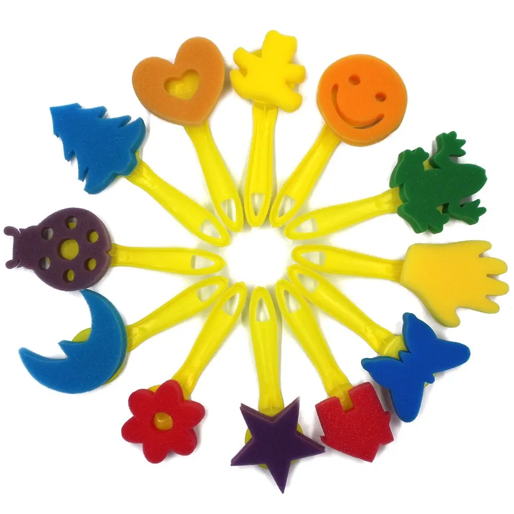 

XRHYY 1 Set 12 Pcs Of Fun Kids Early Learning Painting Brushes For Sponge Brush 12 Different Colorful Pattern Brush (Non-Toxic )