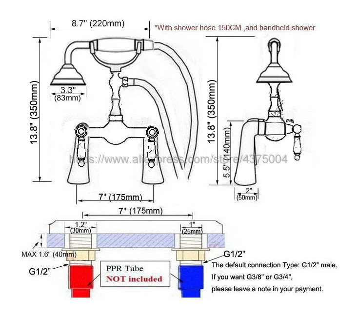 Polished Chrome Deck Mounted Bathroom Faucet Bath Tub Mixer Tap With Ceramic Handle Hand Shower Head Shower Faucet Sets Nna116