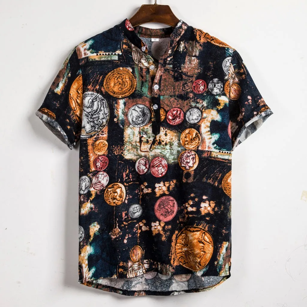 

Hawaiian Aloha Shirt Men Casual Short Sleeve Button Floral Print Beach Shirts Plus Size Hawaiian Shirts Men camisa masculina