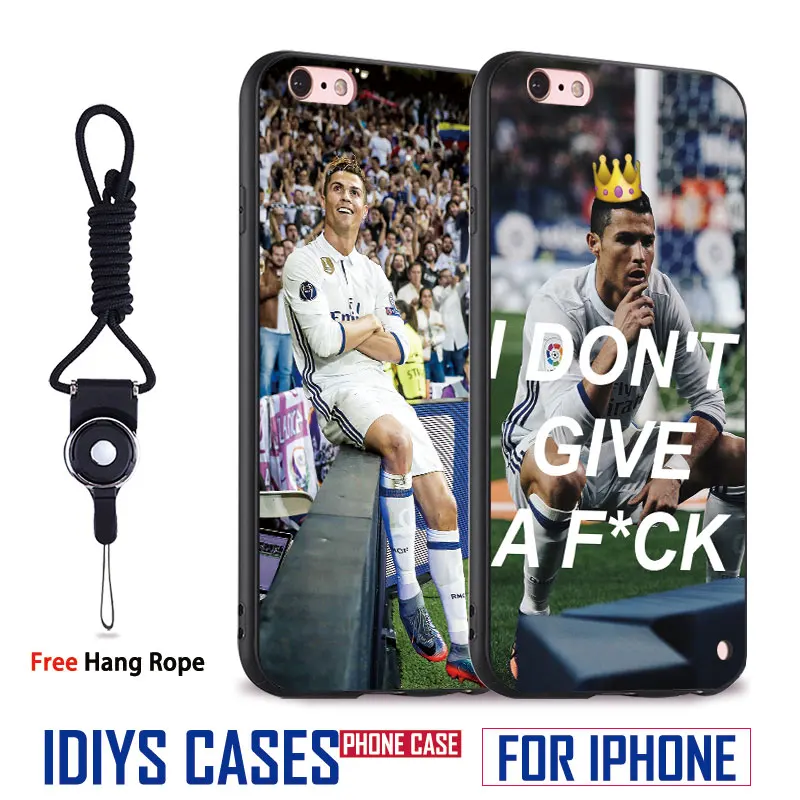 

Cristiano Ronaldo Cr7 Cool Coque With Hang Rope Soft Silicone Phone Case Cover Shell Bag For Apple iPhone 5 SE 5S 6 6S 7 PLUS