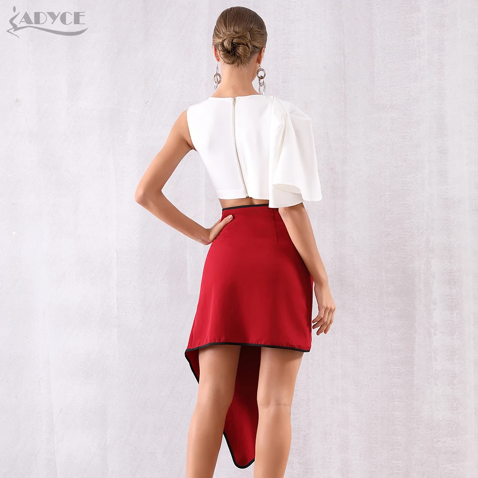 ADYCE новые летние женские бодикон наборы Vestido 2 двойка набор сексуальные оборки короткий рукав топ с кисточками вечернее платье в стиле знаменитостей