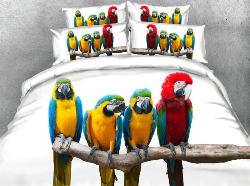 JF141 Colorful macaw print bed in a bag 5pcs twin queen ...