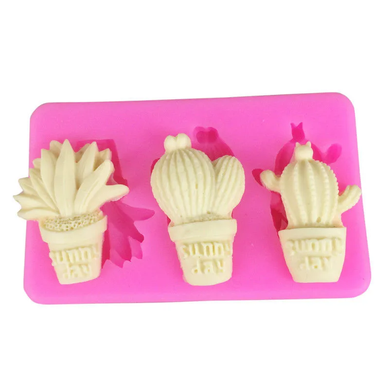 1pc 3 Holes Vase Cactus Banana Candle Silicone Molds Fondant Cake Decorating Bake Tools Soap Clay Gum Paste Chocolate Moulds | Дом и сад