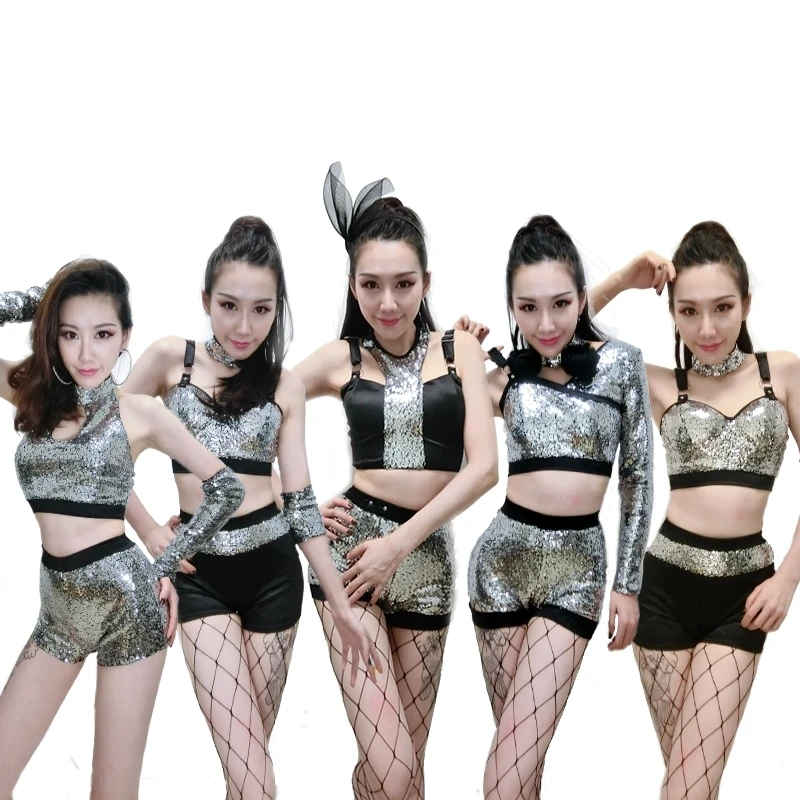 Female Groups Dance Costumes Jazz Hip Hop Stage Wears Modern Dancing Teams Bar Dj Ds Costume Flash Sequins Performance Outfit Performance Outfit Ds Costumedance Costumes Jazz Aliexpress
