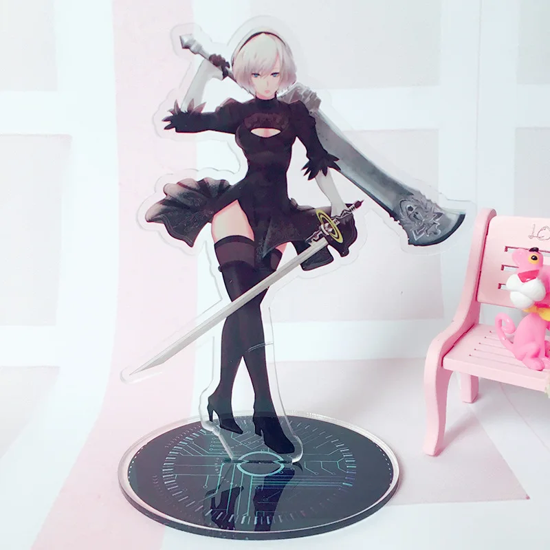 

15cm Anime Game NieR Automata Keychain Q Style Acrylic Keyring Key Chain Women Bag Jewelry Children Gift