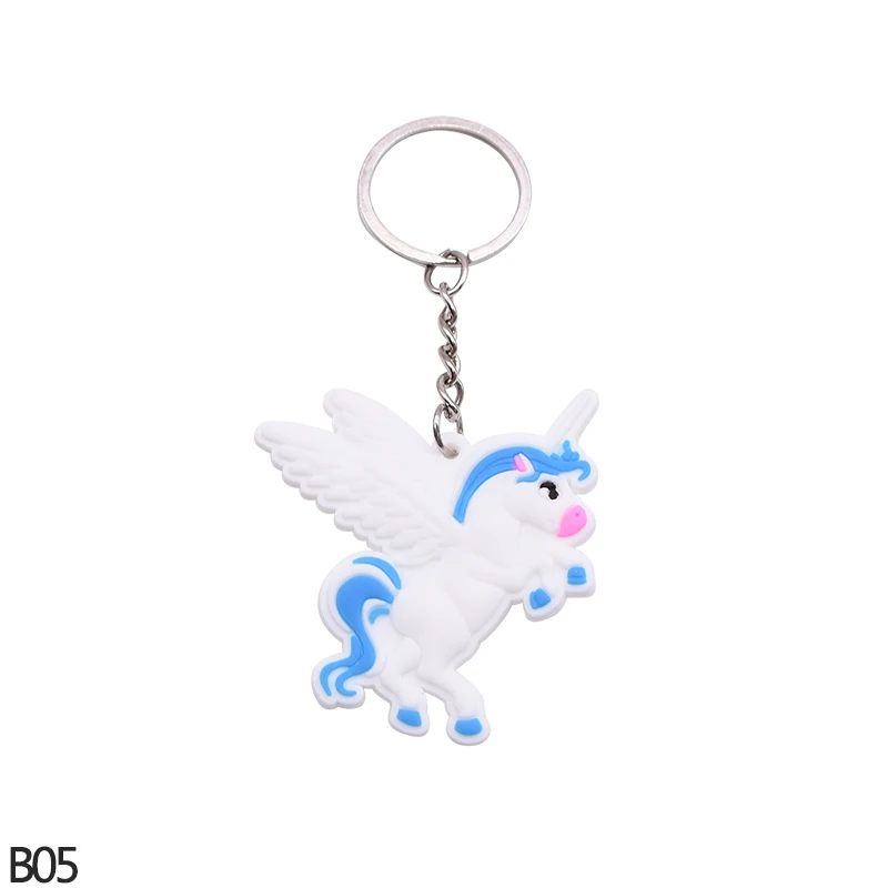 5/10pc Rainbow PVC Cute Animal Horse Unicorn Keychain Alloy Key Ring For Men Women Bag Phone Car Key Chian Decoration Gift Favor - Цвет: B05