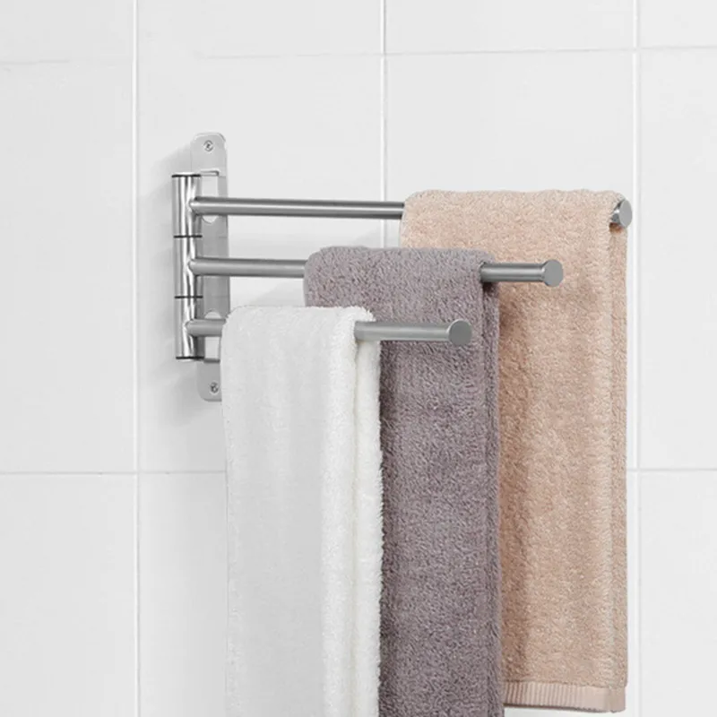 2017 New Wholesale 304 SUS Swing Out Three Towel Bar Folding Arm Space