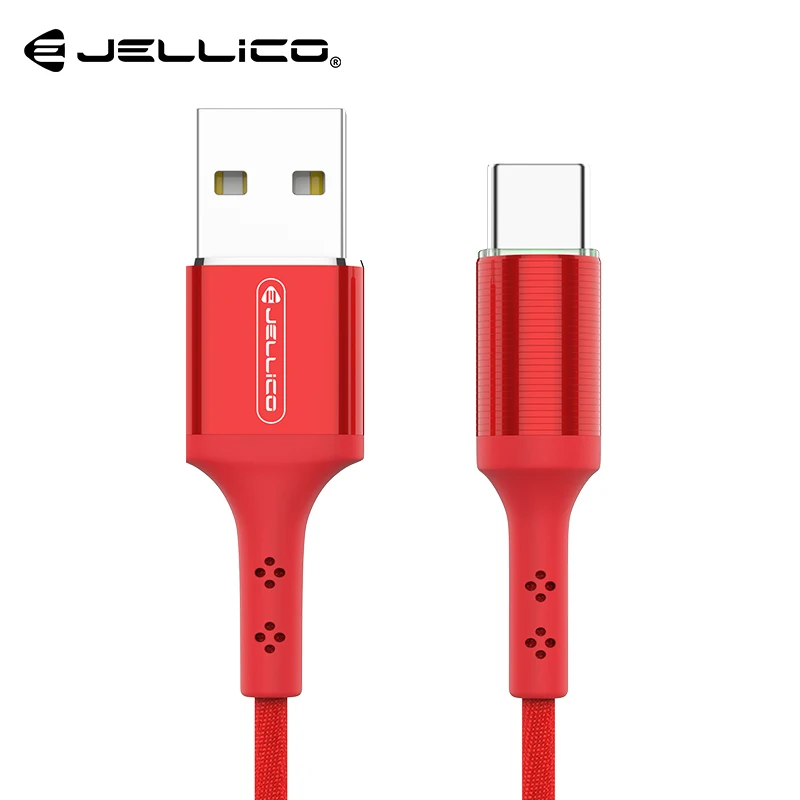 Jellico светодиодный usb-кабель типа C для samsung Galaxy S9 USB C кабель type-C кабель для быстрой зарядки для huawei Xiaomi Mi6 шнур - Цвет: Red