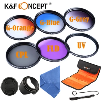 

58mm 3PC Graduated Filter (Orange Blue Grey) +CPL+FLD+UV Filter Set For Canon Nikon Sony Camera Lenses D90 6D 400D D3000 450D 5D