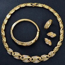 Солнечный ювелирные изделия высокое качество свадебные комплекты украшений для женщин Циркон гирляндой для Свадебная вечеринка подарок Цепочки и ожерелья, серьги, кольцо, браслет