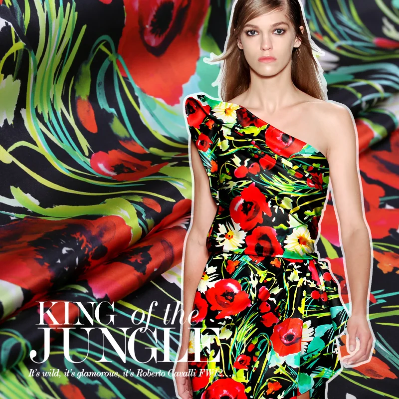 

free shipping! 2016 new advanced digital printed silk fabrics clothing silk fabric wholesale high quality silk cloth
