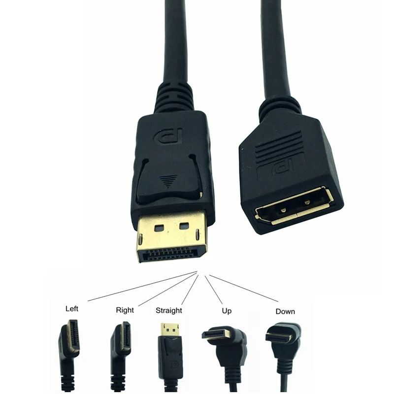 

30cm 90 Degree Up & Down & Left & Right Angled DisplayPort DP Display Port Male to Female Extension Cable for CRT LCD Projectors
