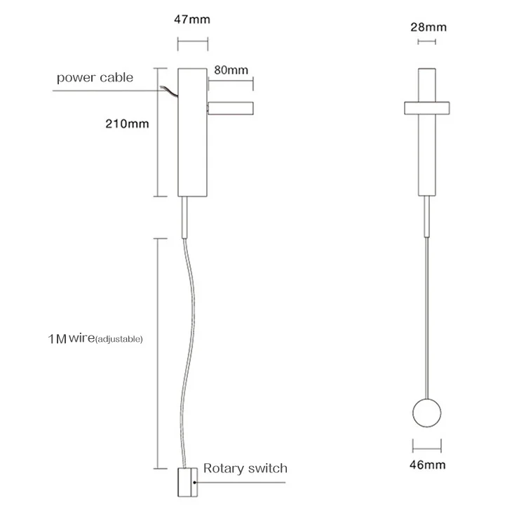 Interruptor de Luz Nordic Moderno Parede Luxo Regulável Simples Sala Estar Corredor Quarto Personalidade Criativa Lâmpada Cabeceira Mod. 130117 23 Luminárias de parede