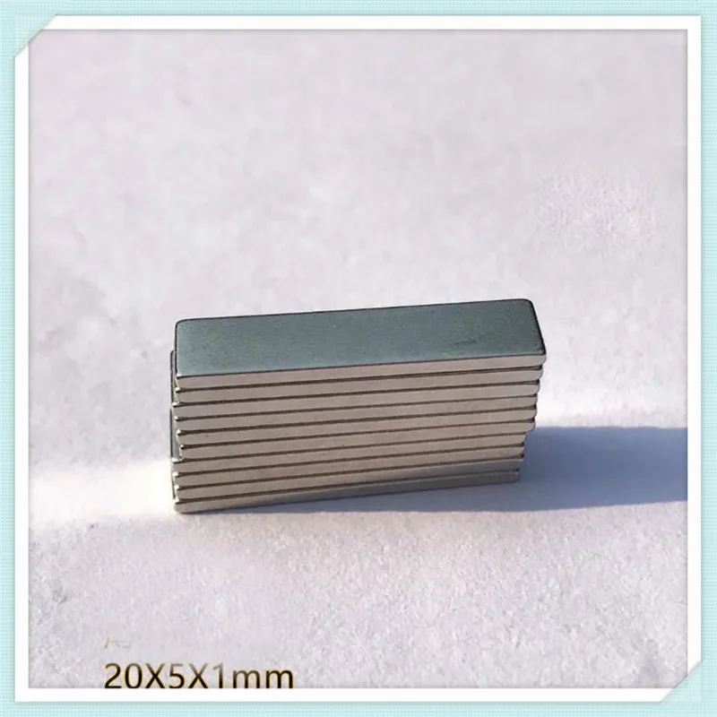 Неодимовый магнит N35 100 шт. 20x5x1 мм супер сильный редкоземельный Перманентный