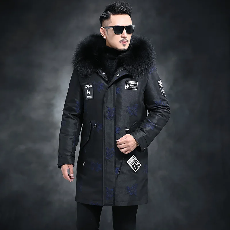 Мужская зимняя парка с воротником из меха енота подкладка верхняя одежда|jacket