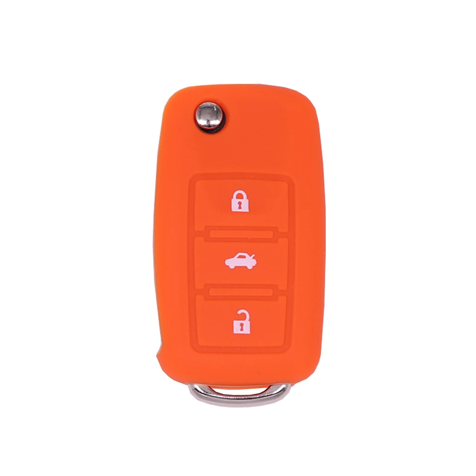 5 цветов, 3 кнопки, силиконовый чехол для автомобильного ключа, чехол для пульта дистанционного управления для Volkswagen VW, серия, автостайлинг - Цвет: Оранжевый