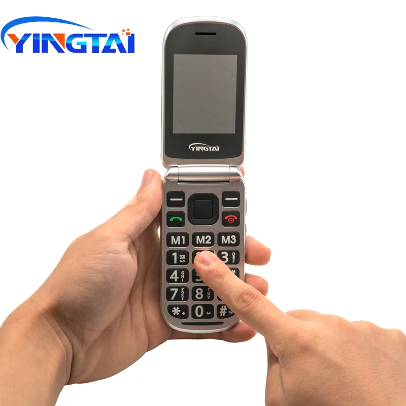 YINGTAI T09 GSM двойной экран флип телефон для пожилых с функцией SOS раскладушка мобильный телефон Большой кнопочный мобильный телефон FM