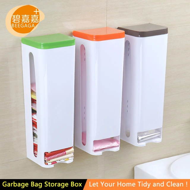 Beegaga Seamless Sticker Grocery Bag Holder Multifunctional Beegaga Seamless Sticker Grocery Bag Holder Multifunctional Storage Box Wall Mount Kitchen Organizer Ping