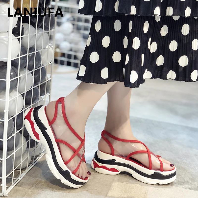 

women Sandals shoes women Platforms Non-slip Casual PVC Gladiator walking Wedges heels Sandals women Flip Flops shoes mujer &106
