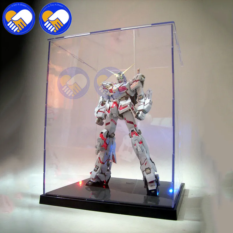 

NEW 21.5X21X26cm Clear Acrylic Display Box With Colorful Light Dustproof Model Showcase For Saint Seiya PVC Action Figures