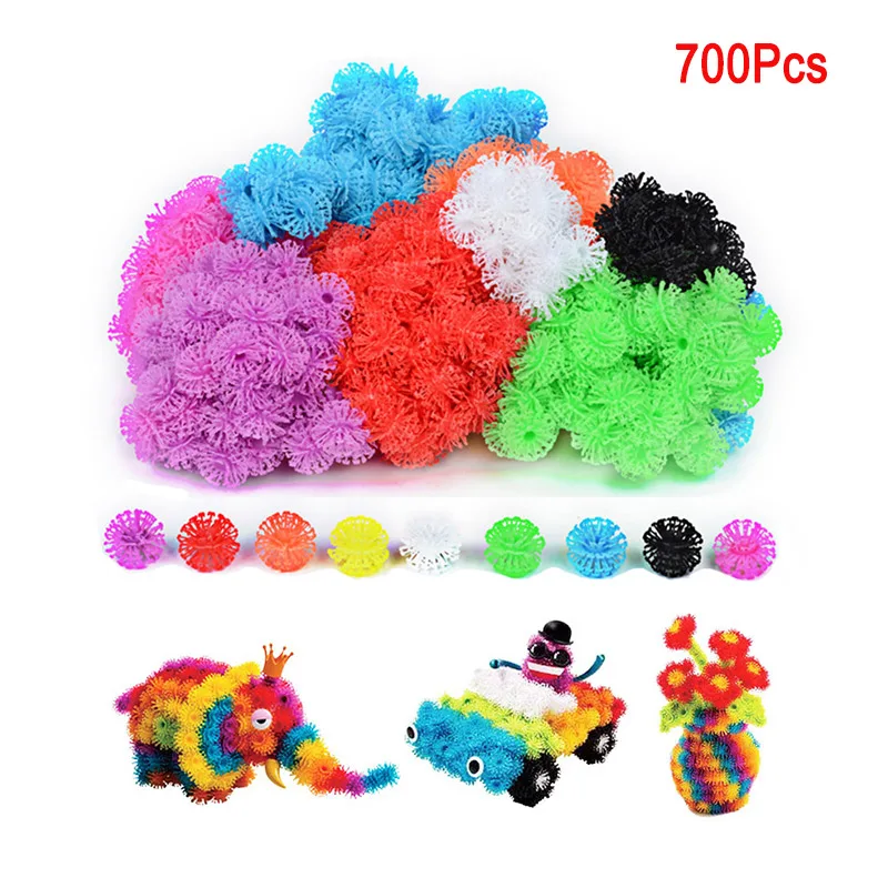 400/700 шт колючий шар Волшебный шарик-репейник, сборка "сделай сам" игрушки собрать креативные блоки, развивающие игрушки ручной работы - Цвет: 700Pcs