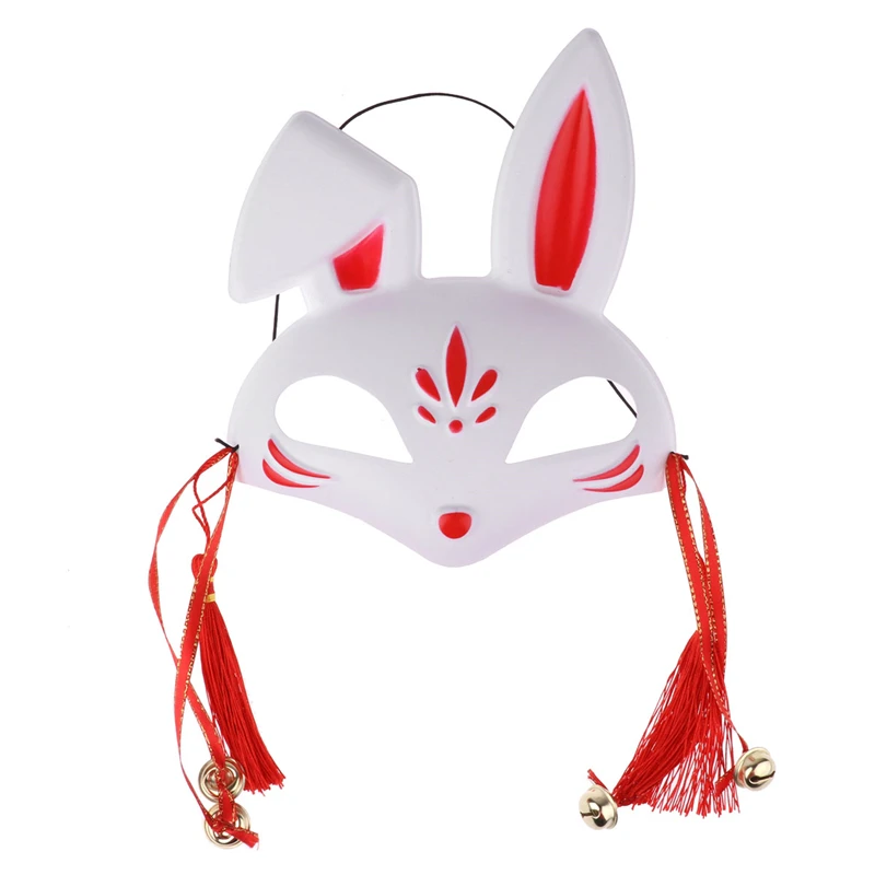YiZYiF лиса маски ручная роспись японский ПВХ половина лица Кролик/полное лицо лиса маска маскарад фестиваль мяч Кабуки Kitsune костюм