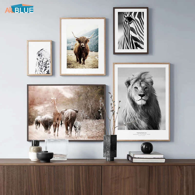 

Lion Zebra Elephant Cow Nordic Animal Posters And Prints Wall Art Canvas Painting Decorative Pictures For Living Room Home Decor