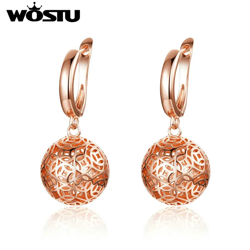 

WOSTU Unique Retro Cutout Ball Drop Earrings For Women Round Vintage Dangle Earrings Style Fashion Party Luxury Jewelry ZBFE142