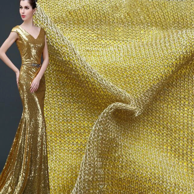 

5yards 2017 Hot Sale French net Gold Wire Knitted Fabric High Quality African Cord Knitting Lace Fabric For Dress Wedding DIY