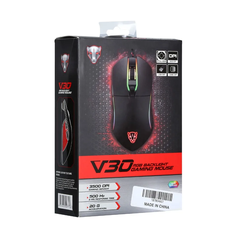 Motospeed V30 профессиональная игровая мышь USB Проводная оптическая Регулируемое