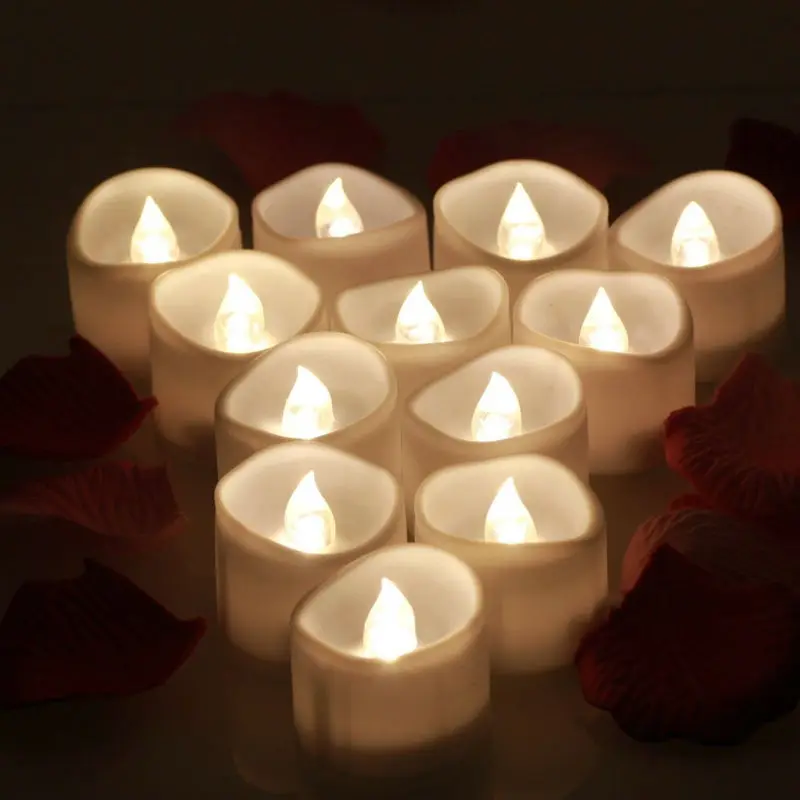 Hochzeit 1 /6/ 12 x Flammenlose LED Kerze Flackern Teelicht Batterie Valentine