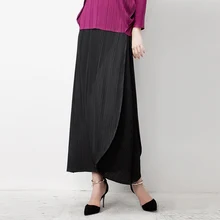 Miyake/, плиссированная юбка средней длины с завышенной талией, длинная юбка, Элегантная универсальная юбка, расширенная юбка
