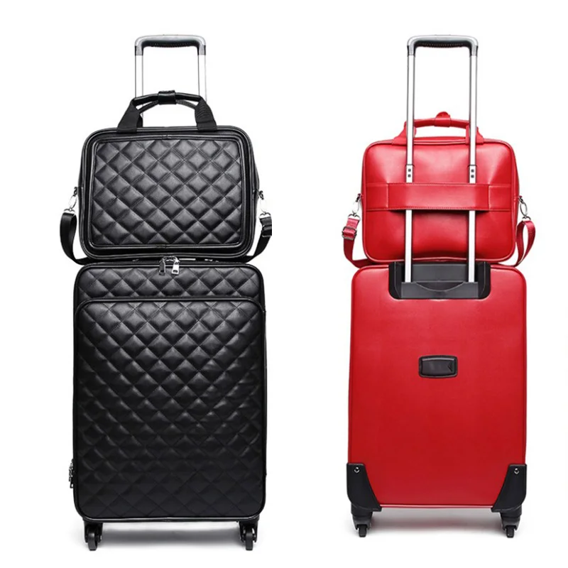 

Retro PU Rolling Luggage Set Spinner Women Trolley case/bag 24 inch travel Suitcase set Wheels Man 20 inch Boarding Travel Bag