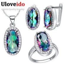 5 Color 50% off Rhinestone Crystal Wedding African Fashion Silver Jewelry Gift Sets Necklaces Earrings Ring for Women T482 Ulove